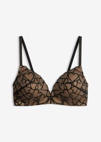 Reggiseno senza ferretto con coppe preformate e pizzo a cuoricini, Nero, Taglia 80A, bonprix