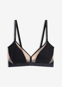 Bralette senza ferretto con inserti trasparenti, Nero, Taglia 75B, bonprix