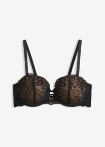 Reggiseno a balconcino con pizzo floreale, Nero, Taglia 85B, bonprix