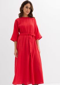 Abito midi in cotone morbido, Rosso, Taglia 48, bonprix
