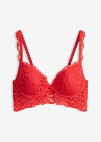 Reggiseno push-up in morbido pizzo, Rosso, Taglia 75A, bonprix