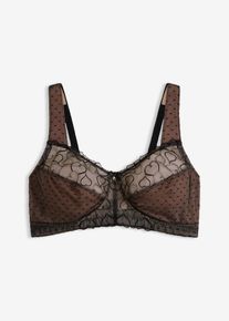 Reggiseno contenitivo senza ferretto con spalline imbottite, Nero, Taglia 105C, bonprix