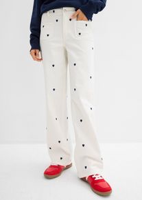Pantaloni in twill con ricami, Bianco, Taglia 52, bonprix