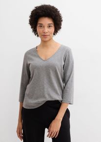 Maglia con maniche a 3/4 in jersey pesante di puro cotone biologico, Grigio, Taglia 46/48 (M), bonprix
