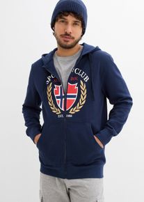 Felpa con zip e cappuccio in puro cotone, Blu, Taglia 48/50 (M), bonprix