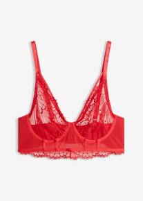 Reggiseno lungo con ricami, Rosso, Taglia 90B, bonprix