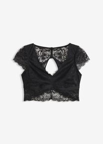 Reggiseno bustier senza ferretto con pizzo floreale, Nero, Taglia 54/56 (XL), bonprix