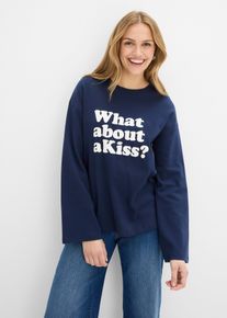 Maglia a maniche lunghe in cotone pesante, Blu, Taglia 42/44 (S), bonprix