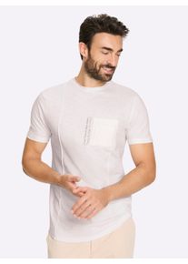 Marco Donati Heren Shirt met korte mouwen en versiering, contrastkleurig in wit ,maat 44/46, Witt, 100% Katoen