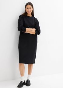 Robe en molleton &agrave; manches bouffantes - noir - taille 42/44 (M) avec coton - bonprix
