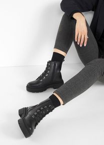 Boots lac&eacute;es &agrave; semelle crant&eacute;e - noir - taille 42 - bonprix