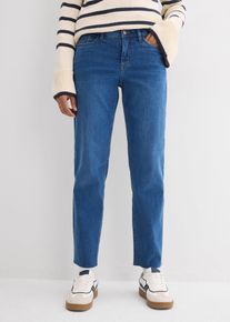 Jeans straight cropped con cotone biologico vita media, Blu, Taglia 60, bonprix