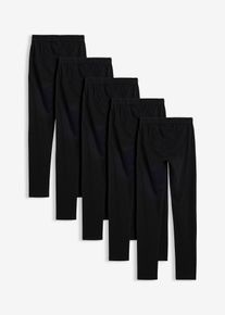 Leggings in misto cotone biologico elasticizzato (pacco da 5), Nero, Taglia 176, bonprix