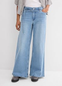 Jeans wide leg vita media, Blu, Taglia 52, bonprix