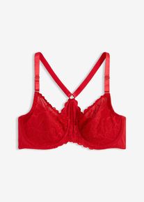 Reggiseno con chiusura anteriore e pizzo delicato, Rosso, Taglia 75C, bonprix
