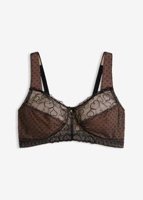 Reggiseno contenitivo senza ferretto con spalline imbottite, Nero, Taglia 105C, bonprix