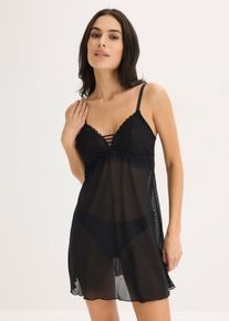 Sottoveste senza ferretto con pizzo a cuoricini, Nero, Taglia 54/56 (XL), bonprix