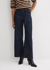 Jeans cropped wide leg vita alta, Blu, Taglia 52, bonprix