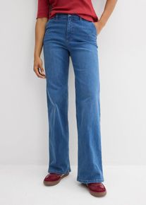 Jeans wide leg con cotone biologico vita alta, Blu, Taglia 56, bonprix