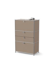 Tchibo - Kommode Metall &raquo;Cn3&laquo; mit 2 Klappenf&auml;chern und 2 Schubladen - 77x40x120,3cm - taupe - Stahl / Aluminium / Kunststoff