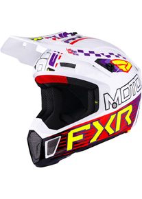 FXR Clutch Race Div, capacete de motocross , cor: Branco/Lil&aacute;s/Vermelho/Amarelo , tamanho: L