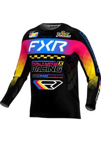 FXR Podium Gladiator MX Black, maillot , couleur: Noir/Fuchsia/Jaune/Bleu , taille: XS