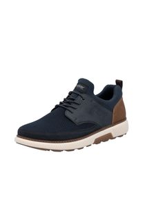 Slip-On Sneaker Rieker, Herren, Gr. 47, blau (dunkelblau, cognac), Lederimitat, Textil, unifarben mit Farbeinsatz, Schuhe Slip-On Sneaker, Freizeitschuh, Halbschuh, Slipper mit MemoCup-Ausstattung