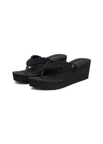 Zehentrenner Tommy Hilfiger "TH WEDGE BRAIDED SUMMER SANDAL", Damen, Gr. 41, schwarz, Textil, unifarben, Schuhe Zehentrenner, Keilabsatz, Sommerschuh mit geflochtener Bandage