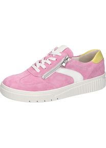 Waldl&auml;ufer Plateausneaker WALDL&Auml;UFER "K-SANSA", Damen, Gr. 5 (38), pink (pink, wei&szlig;, hellgr&uuml;n), Nappaleder, Veloursleder, kontrastfarbene Details, Schuhe Plateausneaker, Schn&uuml;rschuh, Halbschuh, Freizeitsneaker mit Leder-Fu&szlig;bett, K-Weite