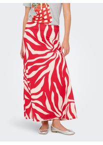 Maxirock Only "ONLCHIGO SAKURA LONG SKIRT WVN", Damen, Gr. S (36), barbados cherry aop:flower, Web, Obermaterial: 55% Viskose, 45% Nylon, bedruckt, kn&ouml;chellang, R&ouml;cke Maxirock, Viskosemischung