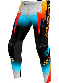 FXR Clutch Pro MX Sky, stoffen broek jeugd , kleur: Lichtgrijs/Turquoise/Oranje , maat: 22