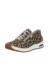 Sneaker Rieker, Damen, Gr. 43, Textil, braun (leo), Lederimitat, Schuhe Sneaker, Schn&uuml;rschuh, Halbschuh Freizeitsneaker im leo-Look