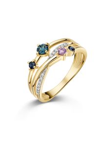 Fingerring Firetti "Schmuck Geschenk Gold 333 Damenring Ring mehrreihige Optik" Gr. 62, gelbgoldfarben, wei&szlig;goldfarben, lila, blau, dunkelblau, kristallwei&szlig;, Fingerringe, Damen, 62, Gelbgold 333, 2mm, Fingerring, mit Amethyst, Blautopas (behandelt), Saphir, Zirkonia (synth.)
