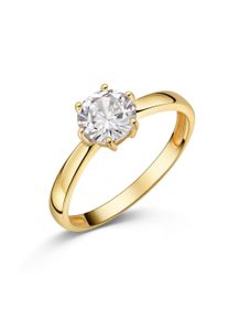 Fingerring Firetti "Schmuck Geschenk Silber 925 Damenring Ring Solit&auml;r" Gr. 54, gelbgoldfarben, kristallwei&szlig;, Fingerringe, Damen, 54, Silber 925 (Sterlingsilber), 2mm, Fingerring, mit Zirkonia (synth.)