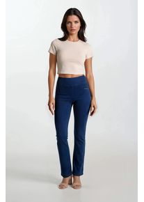 Jeansjeggings Freddy "NOW CORE MEDIUM FLARE full lenght", Damen, Gr. L (40), N-Gr, dunkelblau, blau seams, Denim/Jeans, Obermaterial: 82% Viskose, 18% Elasthan, figurbetont, Jeans Jeansjeggings, mit Lifting & Shaping Effekt