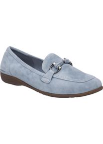 Slipper Josef Seibel "Fenja 34", Damen, Gr. 38, Textil, blau (skyblau), Veloursleder, Schuhe Slipper, Schlupfschuh, Businessschuh, Komfortschuh in Weite G (=weit)