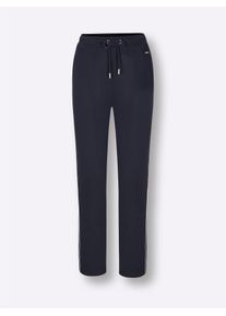 Jogginghose feel good, Damen, Gr. 26/27, Kurzgr&ouml;&szlig;en, blau (marine, wei&szlig;), 60% Baumwolle, 40% Polyester, unifarben, Hosen Jogginghose