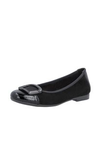 Ballerina Remonte, Damen, Gr. 45, schwarz, Lacklederimitat, Veloursleder, Schuhe Ballerina, Ballerina, Businessschuh, Festtagsschuh mit Lackspitze