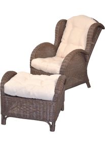 Ohrensessel, braun, B:66cm H:96cm T:89cm, HOFMANN LIVING AND MORE, Sessel, Ohrensessel, Handgeflochten