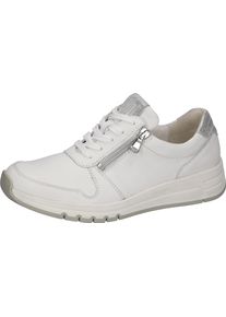 Waldl&auml;ufer Sneaker WALDL&Auml;UFER, Damen, Gr. 4,5 (37,5), wei&szlig;, silberfarben, Nappaleder, Nubukleder, unifarben mit Farbeinsatz, Schuhe Sneaker, Schn&uuml;rschuh, Halbschuh, Freizeitsneaker mit Rei&szlig;verschluss
