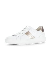 Plateausneaker Gabor, Damen, Gr. 36, wei&szlig;, goldfarben, Leder, Textil, Schuhe Plateausneaker, Freizeitschuh, Halbschuh, Schn&uuml;rschuh mit weichem Schaftrand