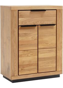 Schuhschrank MCA LIVING "Greno Kommode", braun (eichenfarben), B:80cm H:105,5cm T:40cm, Holzwerkstoff, Massivholz, Schr&auml;nke, Schuhschrank, 2 Holzt&uuml;ren, 1 Schubkasten, FSC-Mix