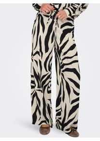 Schlupfhose Only "ONLSAKURA LOOSE PULL UP PANTS WVN", Damen, Gr. XL (42), N-Gr, schwarz-wei&szlig; (schwarz aop:flower), Web, Obermaterial: 55% Viskose, 45% Nylon, bedruckt, loose fit lang, Hosen Schlupfhose, Viskosemischung, loose fit
