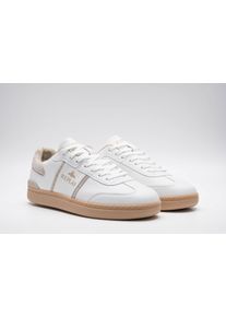 Sneaker Replay, Herren, Gr. 46, wei&szlig; (wei&szlig;, beige), Leder, Lederimitat, unifarben mit Farbeinsatz, Schuhe Sneaker, Schn&uuml;rschuh, Halbschuh, Basketsneaker mit gepolstertem Schaftrand