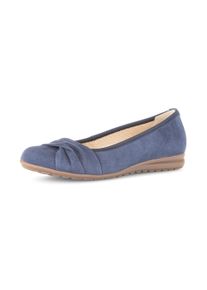 Ballerina Gabor "FLORENZ", Damen, Gr. 44, blau, Ziegenveloursleder, Schuhe Ballerina, Businessschuh, Slipper, Schlupfschuh mit Zierriegel, Weite G (=weit)