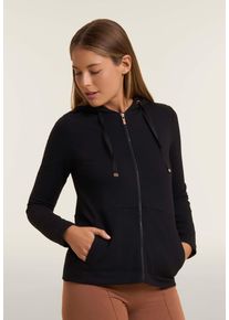 Kapuzensweatjacke Freddy "ZIP Hoody Jacket", Damen, Gr. XL (42), schwarz, Sweatware, Obermaterial: 48% Baumwolle, 48% Modal, 4% Elasthan, Strukturmuster, unifarben, relaxed fit normal, ohne Ausschnitt, Sweatjacken Kapuzensweatjacke, mit Struktur