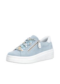 Plateausneaker Remonte, Damen, Gr. 38, hellblau, wei&szlig;, Veloursleder, unifarben mit Farbeinsatz, Schuhe Plateausneaker, Freizeitschuh, Halbschuh, Schn&uuml;rer mit Wechselfu&szlig;bett