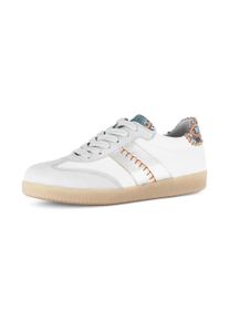 Sneaker Gabor, Damen, Gr. 36, wei&szlig; kombiniert, Nappaleder, Veloursleder, Reptilienpr&auml;gung, Schuhe Sneaker, Freizeitschuh, Halbschuh, Schn&uuml;rschuh mit bunten Kontrastbes&auml;tzen