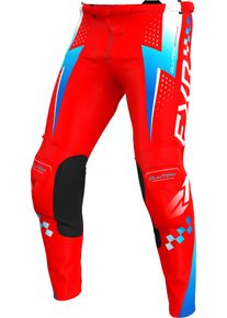 FXR Clutch Pro MX Red, pantalon textile pour jeunes , couleur: Rouge/Bleu Clair/Blanc , taille: 24
