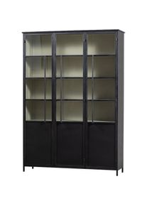 Woood, Vitrine &raquo; EXHIBIT XL 3-T&Uuml;RIG VITRINE SCHRANK METALL SCHWARZ&laquo; Ausstellungsvitrine Exhibit aus mattem Metall bietet 5 stabile B&ouml;den, Schwarz, 
